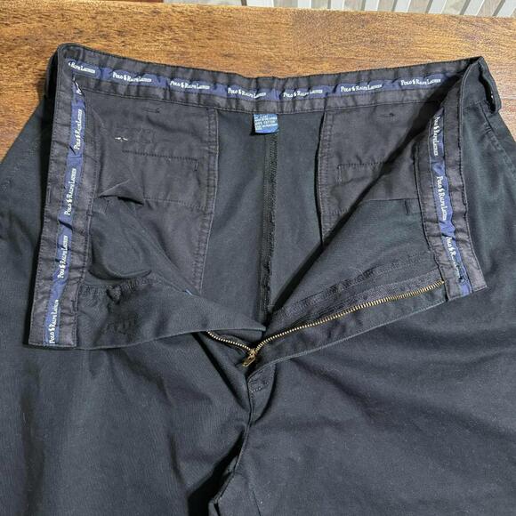 VTG Polo Ralph Lauren Men's Chino 36x30 Black Andrew Pant Pleated 100% Cotton - Picture 6 of 11